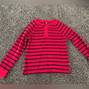 GAP Red and Navy Striped Long Sleeve Tee